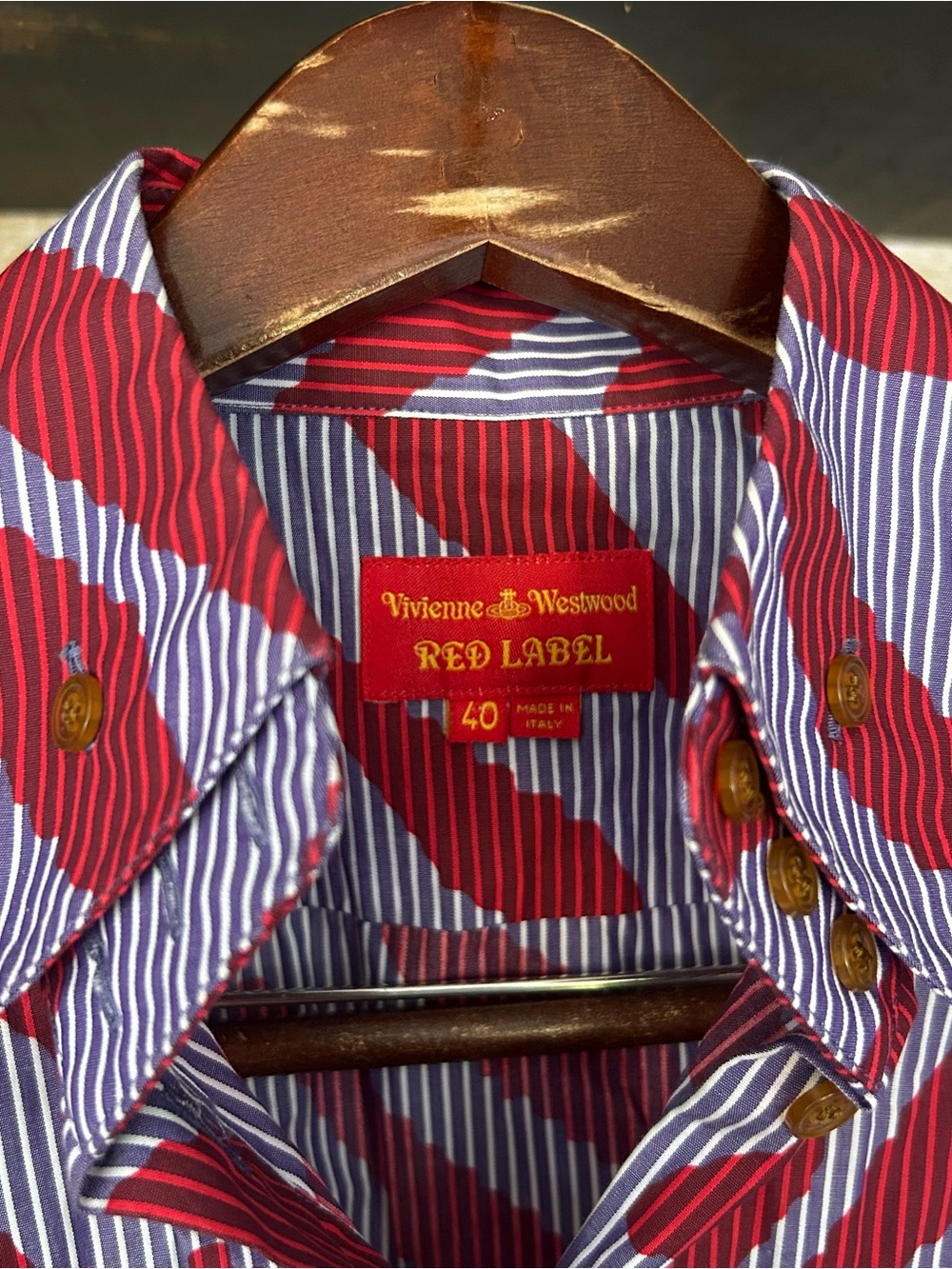 Vivienne Westwood Red Label Stripe Print women Button-Up Shirt snap - Picture 2 of 9